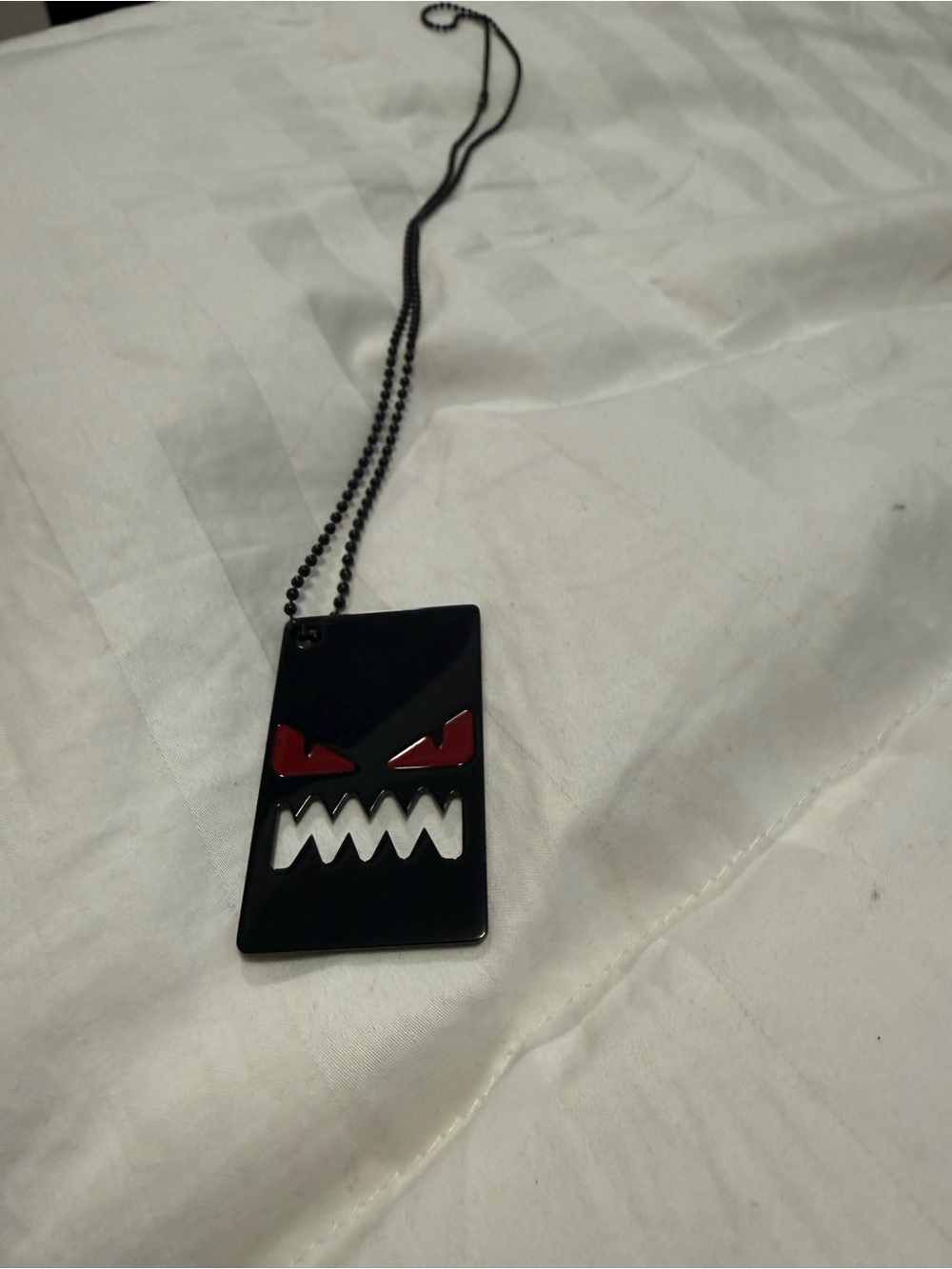 FENDI Enamel Bag Bug Necklace Black Ball Chain Length: 25.2 in. w/ Box